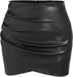 Faux Leather Ruched Mini Skirt Curve & Plus