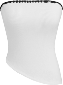 Solid Asymmetrical Hem Contrasting Binding Tube Top