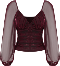V-neck Ruched Long Sleeve Top