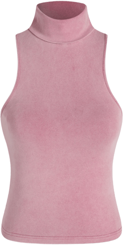 Solid High Neck Tank Top