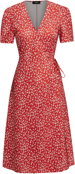 V-neck Ditsy Floral Knotted Midi Dress