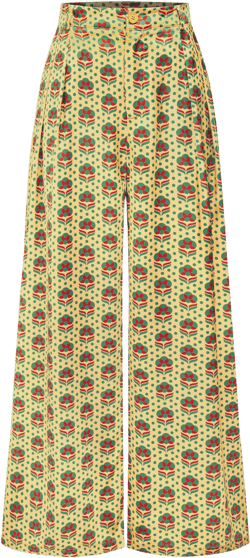 Satin Spot Geometric Flower Wide Leg Trousers