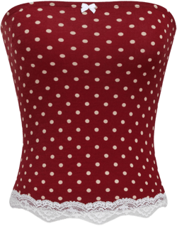 Polka Dot Lace Trim Bowknot Bandeau Top