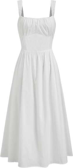 Cotton Square Neck Ruffle Maxi Dress