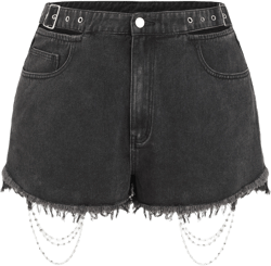 Denim Raw Hem Chain Detail Ultra Shorts Curve & Plus
