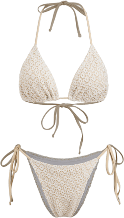 V-neck Embroidery Triangle Cheeky Bikini Set