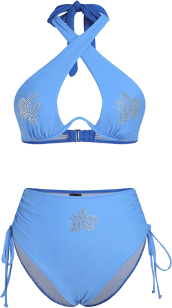 Graphic Underwire Halter Bikini Swimsuit