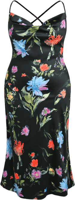 Floral Tie Back Mermaid Midi Dress Curve & Plus