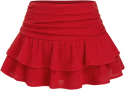 Cotton Mid Rise Ruched Layered Mini Skirt