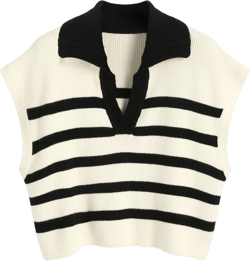  Knit Striped Polo Vest