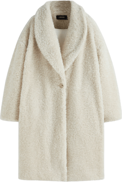 Fleece Collar Solid Button Oversized Jacket