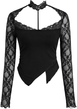 Lace Sweetheart Asymmetrical Hem Top
