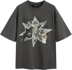 Have You Seen My Cat Print Short Sleeve Tee