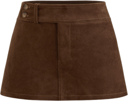Suede Low Rise Solid Button Mini Skirt