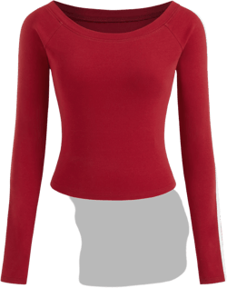 Cotton-blend Boat Neck Side Striped Long Sleeve Top