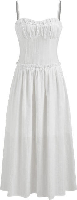 Cotton Square Neck Lettuce Trim Maxi Dress