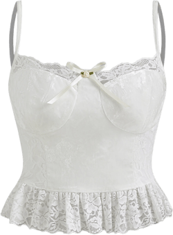 Velvet Lace Trim Bowknot Ruffle Cami Top