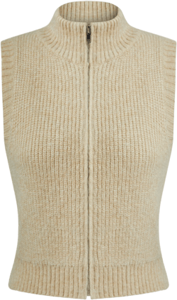 Knit High Neck Zip Through Vest
