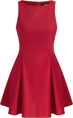 Linen-blend Boat Neck Pleated Mini Dress