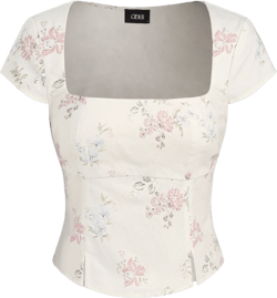 100% Cotton Square Neck Floral Top