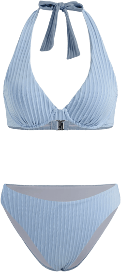 Texture V-neck Knotted Underwire Cheeky Bikini Set