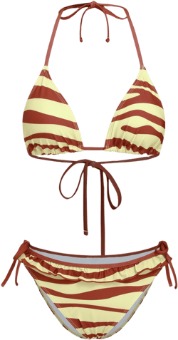 Halter Neckline Stripe Knotted Triangle Tie Side Bikini Set