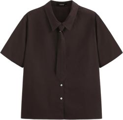 100% Cotton Polo Button Up Shirt With Tie Curve & Plus