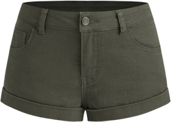 Stretch Denim Low Rise Solid Roll Hem Micro Shorts