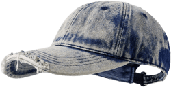 WASHED FRAYED DENIM BASEBALL CAP