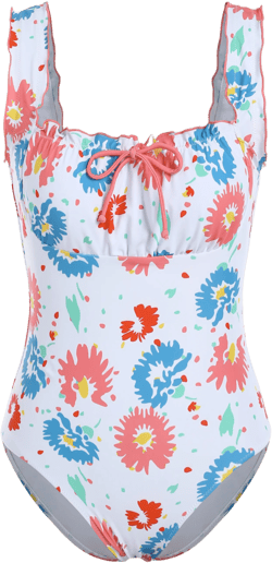 Color Floral Knotted One Piece Swimsuit