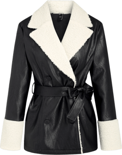 Faux Shearling Tailored Contrast Collar Jacket