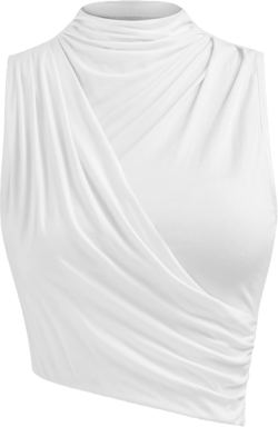 Stand Collar Solid Ruched Tank Top