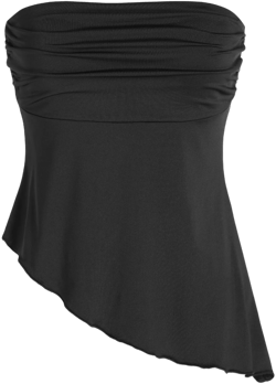 Ruched Asymmetrical Hem Tube Top