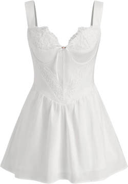 Satin Bowknot Lace Trim Mini Dress