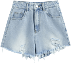 High Waist Ripped Washed Denim Shorts