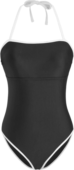 Shaping Halter Contrasting Binding One Piece Swimsuit