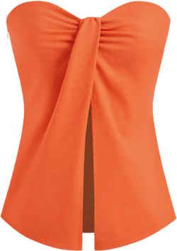 Linen-blend Split Zipper Tube Top