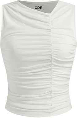  CDR Asymmetrical Neck Ruched Tank Top