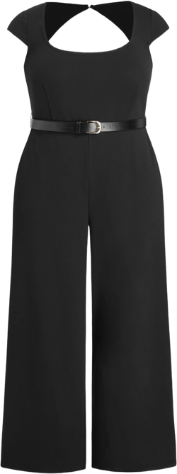 Square Neck Belted Jumpsuit Curve & Plus