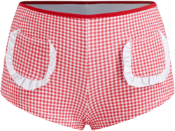 U-neckline Gingham Lettuce Trim Bracelet Bikini Set & Cover Up Shorts