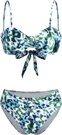 Abstract Pattern Tie Back Bikini Swimsuit