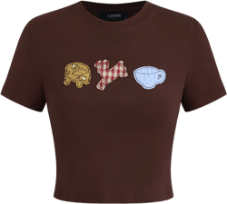 Applique Graphic Cropped Short Sleeve Tee