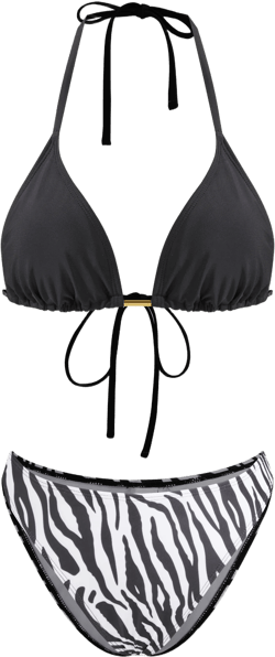 V-neck Zebra Striped Halter Cheeky Bikini Swimsuit
