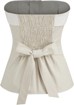100% Cotton Solid Button Shirred Knotted Tube Top