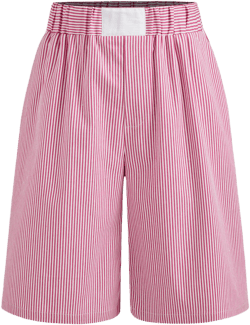 Cotton-blend Mid Rise Striped Bermuda Shorts