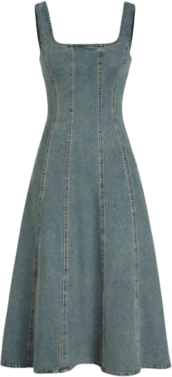 Denim Ruffle Cami Maxi Dress