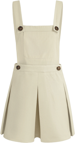 Square Neck Pleated Button Pocket Romper
