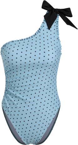 Shaping Asymmetrical Neck Polka Dot Bowknot One Piece Swimsuit