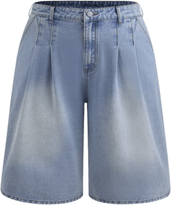 Cider Denim Mid Rise Solid Bermuda Shorts Curve & Plus