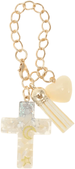 Unique Bargains Heart Cross Water Cup Pendant White 1 Pc